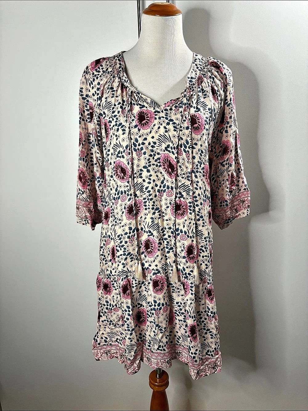 Anthropologie Natalie Martin Floral Mini Dress Pink Blue Size XS